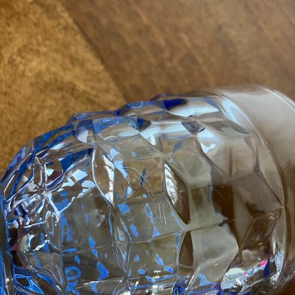 Footed Blue Tumblers Cube Pattern Drinking Glasses - Picture 3 of 6